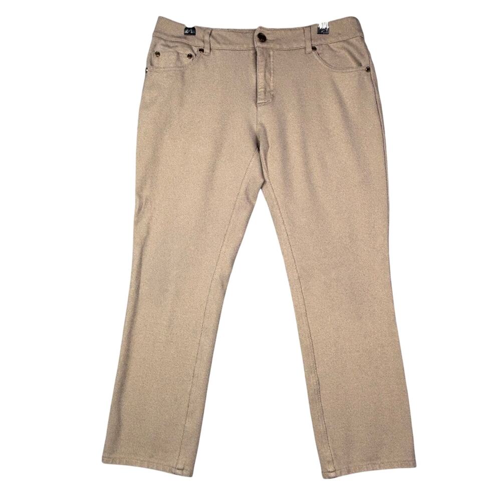 Eric Womens Gold Metallic Shimmer Straight Leg Pants Size 6 Stretch RN 99398